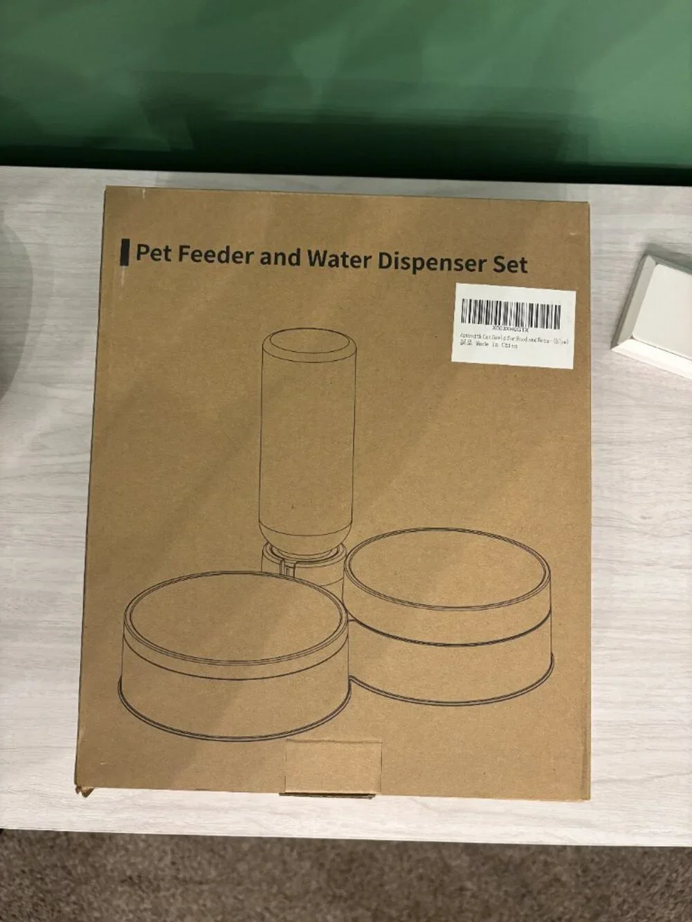 Cat or small dog food bowls & water dispenser set. Blue and Orange. NEW